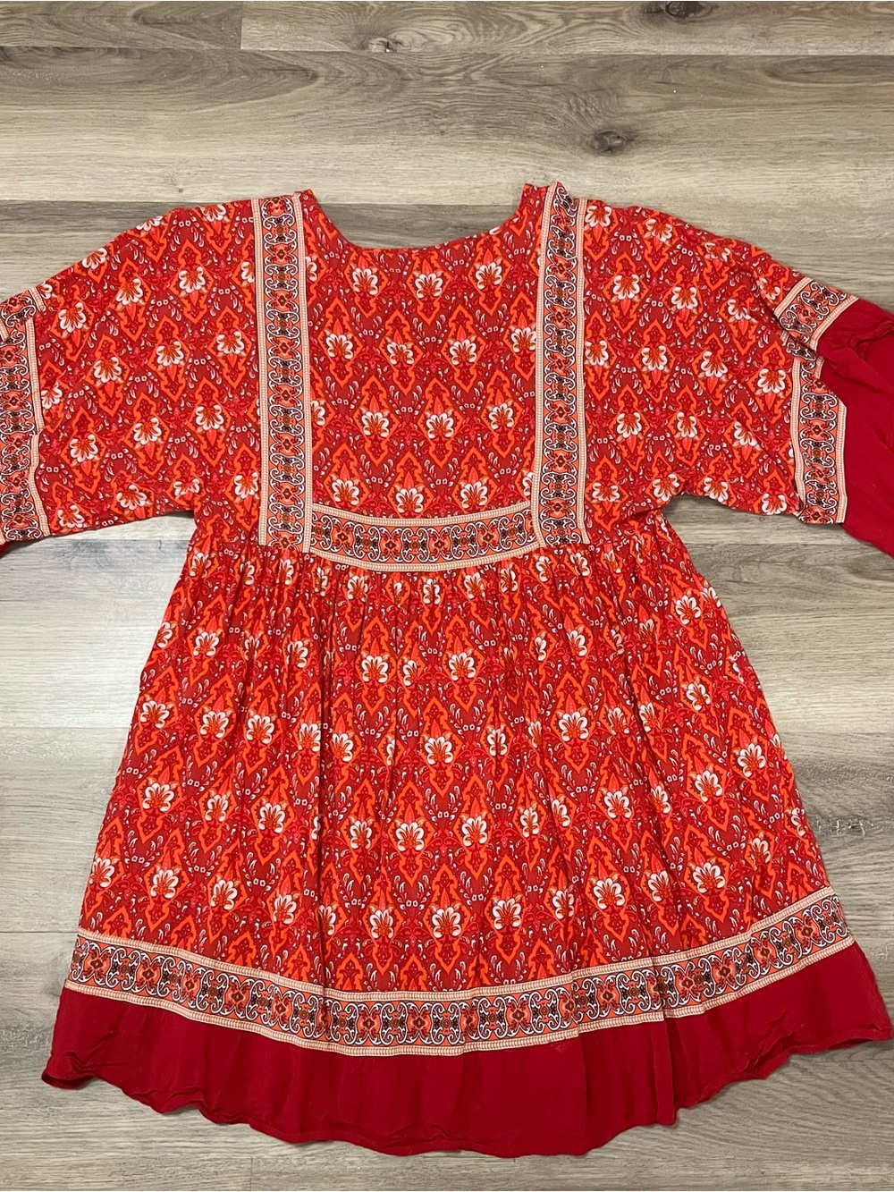 Red Patterned Boho Dress - Picture 3 of 3